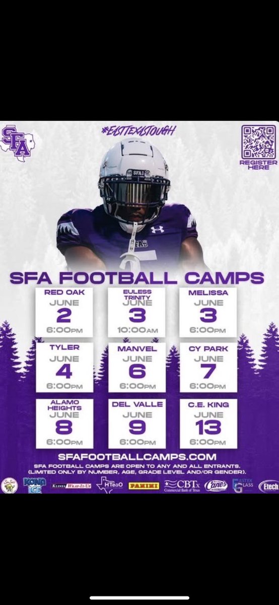 Talynpierce5's tweet image. I’ll be at SFA camp today at 6pm!! Ready to compete @DLcoachbeck @SFA_Football @TheZacWilliams @CoachDT_TFB
