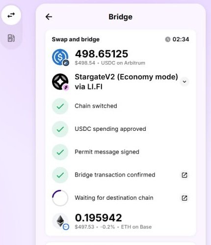 So I saw somewhere that it takes 3 minutes to bridge from arbtrium to base network. 

But it ain't happening with <a href="/SunriseLayer/">Sunrise</a> . 

Think of SunriseLayer as the place for you  worryless about network compatibility and get it done in a snap!