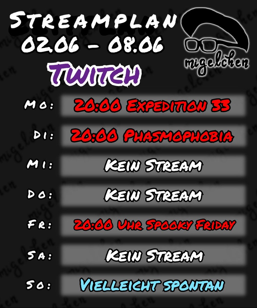Hola, neuer Streamplan und heute schauen wir uns mal Expedition 33 an! *PLÜM* 🍻 

Twitch:
twitch.tv/migelchen 

#twitch #TwitchDE #Geburtstag #germany #Indie #gaming #Community #DasNettWerk #Horror #Phasmophobia #powerconnect
