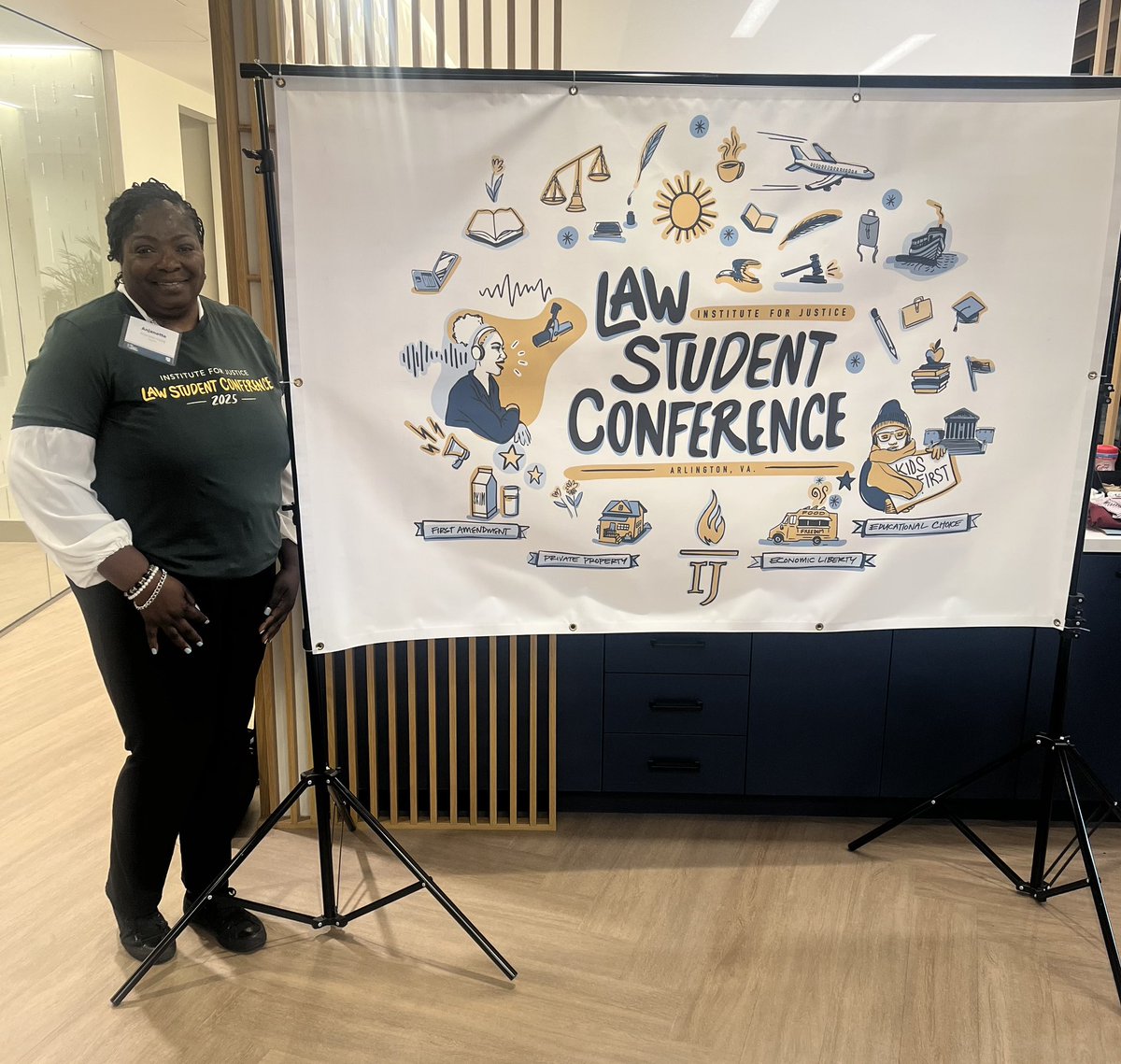 AnjanetteYoung0's tweet image. I had the privilege of addressing a room full of law students at the @IJ  about the significance of client stories in media strategy when litigating. The highlight was spending time with Trina Martin, a new ally in the fight for Justice.

#IAMHER
#endwrongraids