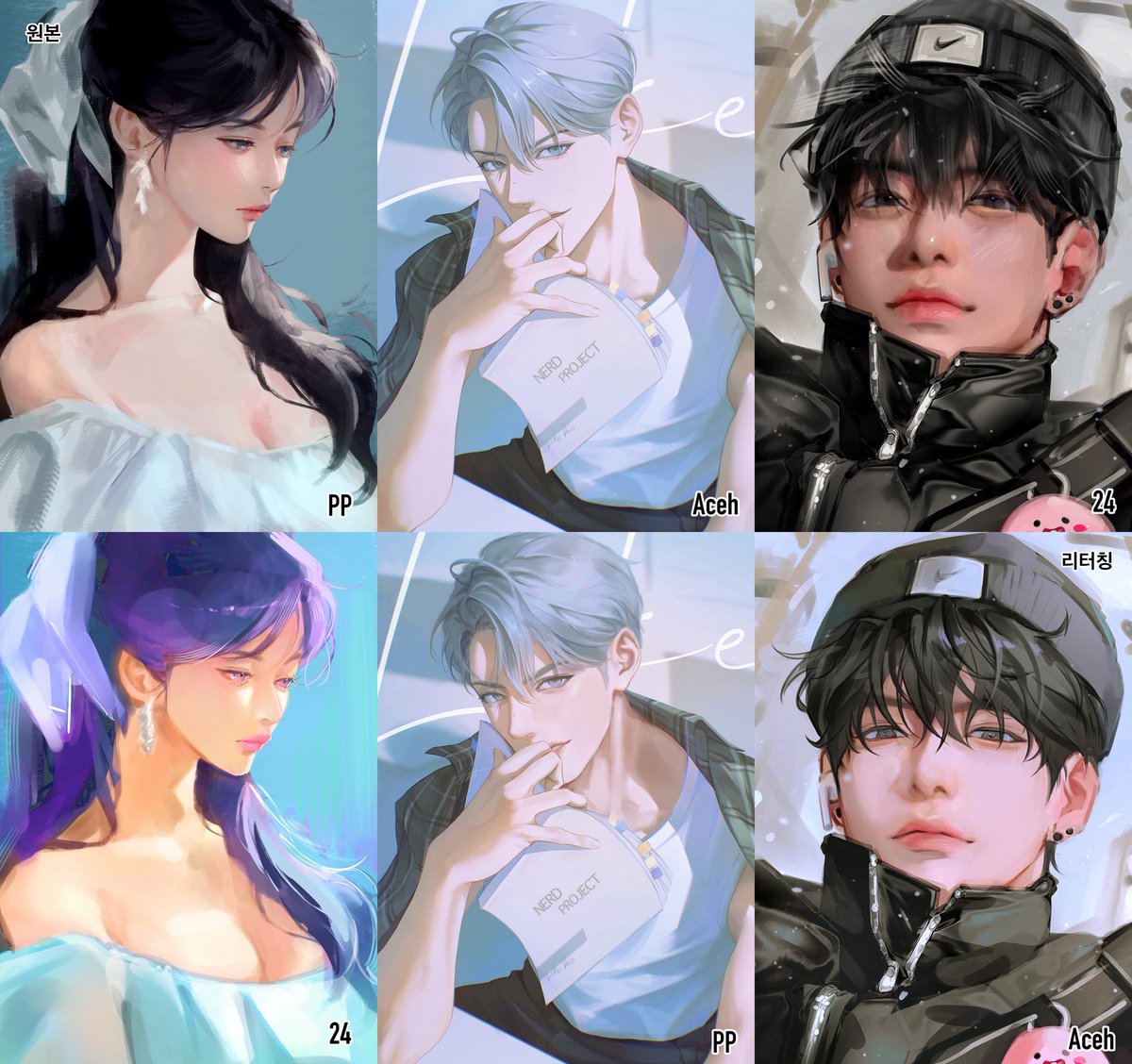 ppha__y's tweet image. 가좍분들과 그림체바꾸기 놀이⭐️