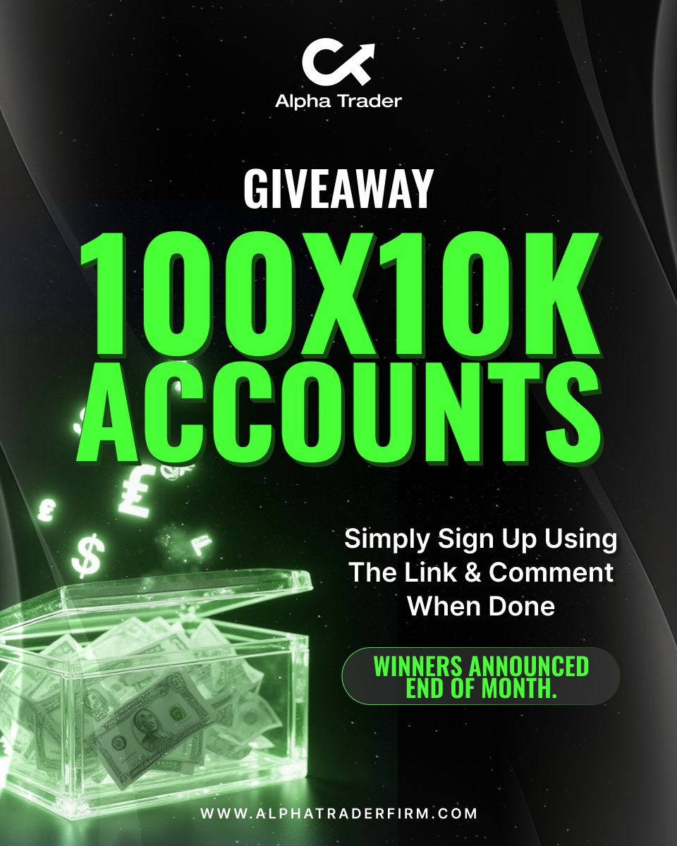 100 x $10K Giveaway is here! 🥳

1. Follow us <a href="/alphatraderfirm/">Alpha Trader Firm</a> and enable notifications (required)
2. Sign up here and confirm your signup:
manage.kmail-lists.com/subscriptions/…
3. Comment "done" below

100 winners will be chosen and emailed! 👀