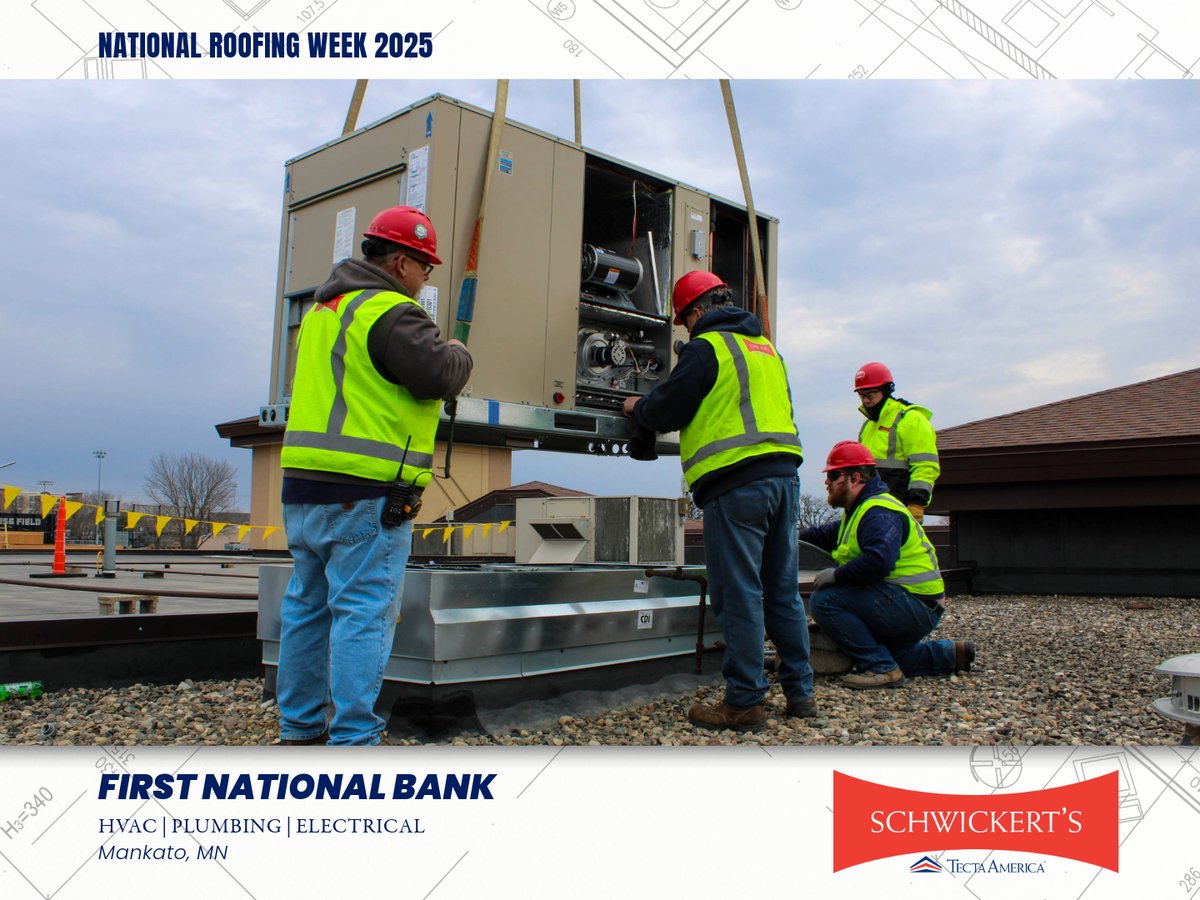Schwickerts's tweet image. We&apos;re proud to highlight our planned services this #NationalRoofingWeek!

First National Bank is one of our HVAC Planned Service customers. This spring, we replaced a rooftop unit that reached the end of its lifespan.

See more: schwickerts.com/projects/

--
#SignatureProjects