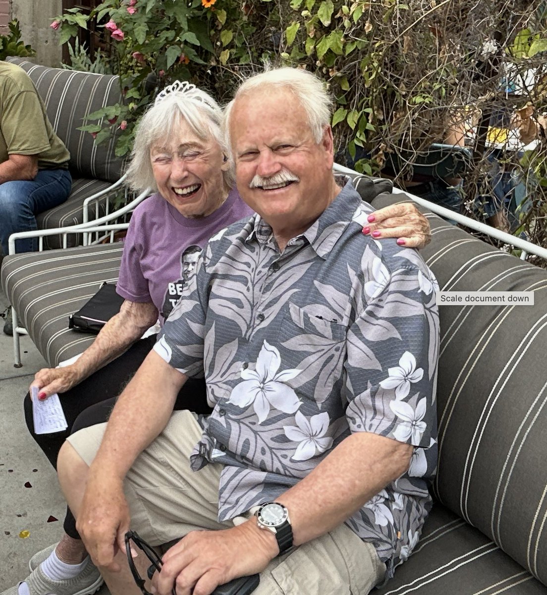 The 97th birthday for Elizabeth Wright brought a loving group together for her at the Helena Bakery in the Funk Zone Saturday morning. I popped in along with Mayor Randy Rowse.  She can be seen there regularly after riding in the front of the tri-shaw bikes around Santa Barbara.