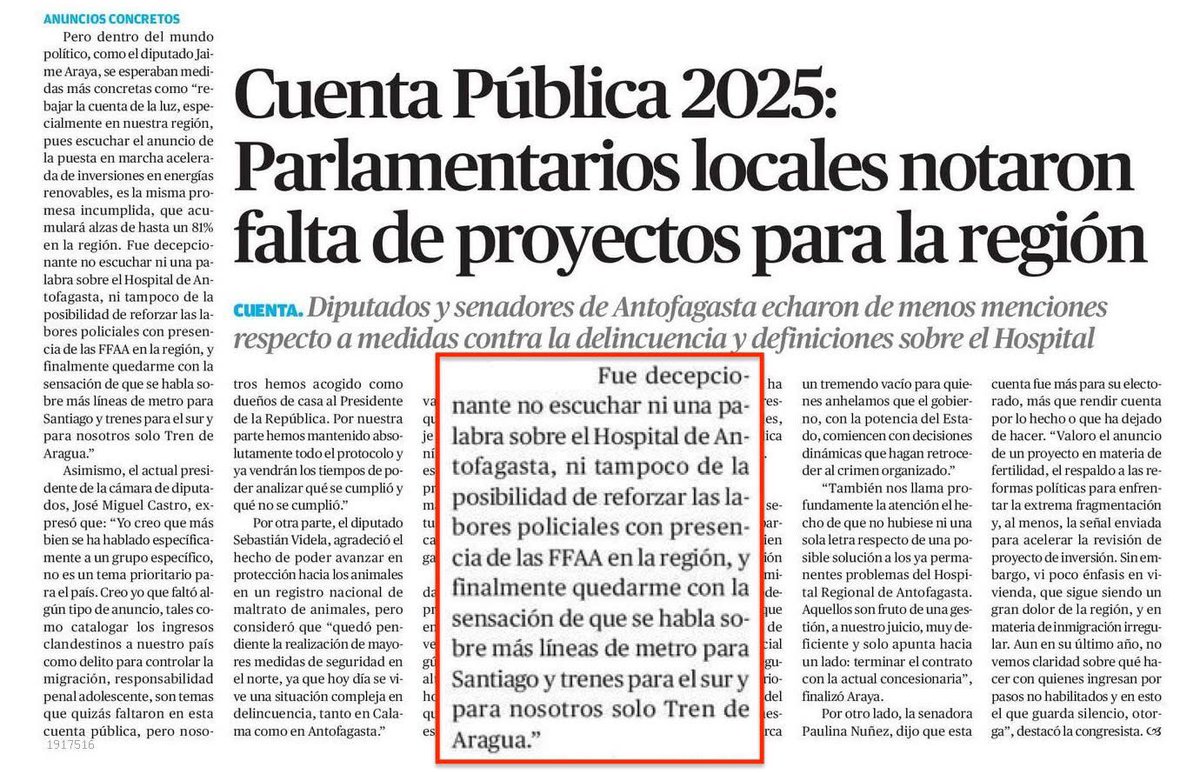📰 #CuentaPublica2025 | Trenes para el sur, Metro para Santiago y Tren de Aragua para el Norte.
#Antofagasta #Calama #Tocopilla