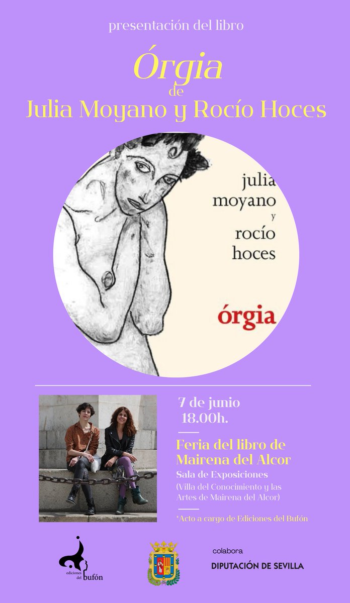 ¡Órgia llega a Mairena! Este sábado tendremos la suerte de presentar, junto a Julia Moyano y Rocío Hoces, su maravillosa Órgia, ¿te lo vas a perder?
Estaremos en la Feria del Libro de Mairena del Alcor. Donde, además, ¡nos encontraréis en la caseta de Acuarela Papelería Librería!