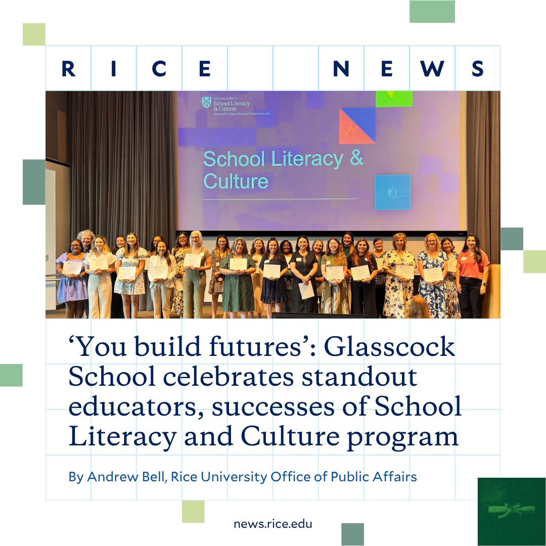 "You don’t just teach letters and sounds. You build futures." 🌟 Rice's School Literacy and Culture program honored standout educators transforming early childhood education. Take a moment to celebrate their incredible contributions! 🔗 hubs.la/Q03q1gHb0 <a href="/RiceUNews/">Rice University News</a>
