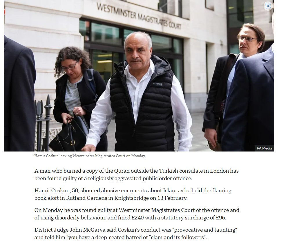 In the first half of 2025 two Iraqi immigrants in Sweden (one of whom was killed), two Danes and now a Turkish immigrant in the UK have been convicted for burning Qurans as part of public protests. This is a de facto reintroduction of blasphemy laws specifically intended to