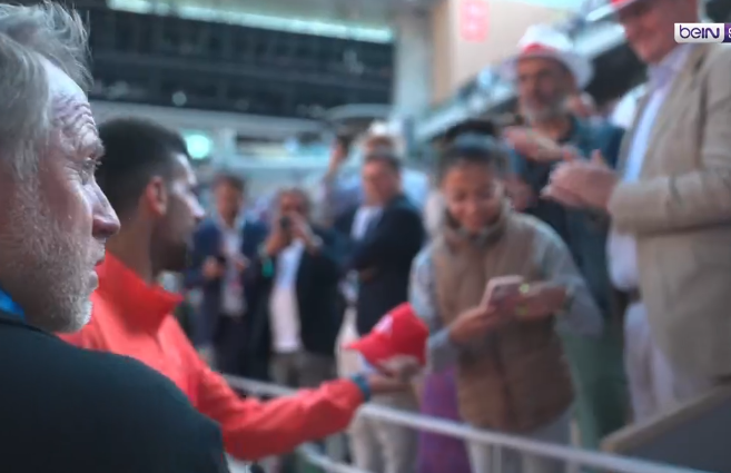 Novak's 100 win 💯🐐
With Lucas Pouille
"I feel good, I'm not done here, I'm very honored..."

"Mon ami tambien, pardon, aussi" :)
Nole in VERY good mood. It's contagious.