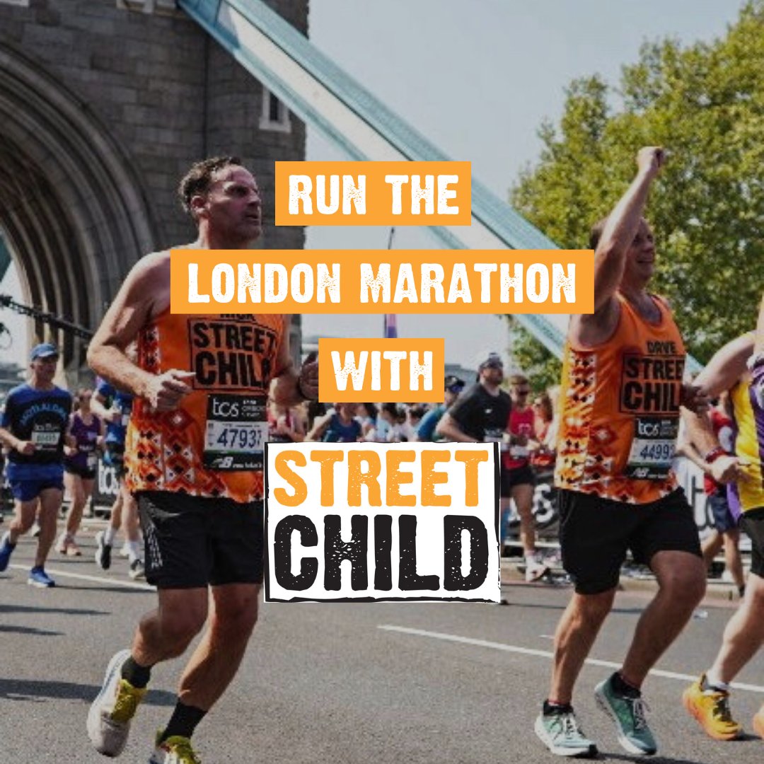 Join team Street Child for the London Marathon 2026 🧡 

Sign up now to secure your spot in one of the world’s most iconic marathons and help raise vital funds to keep children safe, in school and learning.

Sign up today: bit.ly/4kKyJi2

#LondonMarathon2026