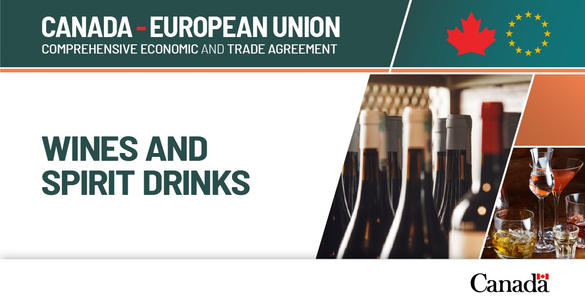 🍷Canada &amp; the EU have updated the 2003 Agreement on Trade in Wines and Spirit Drinks, strengthening cooperation, improving producers’ opportunities and trade diversification. 🇨🇦🇪🇺 #CETA #CheersToThat
