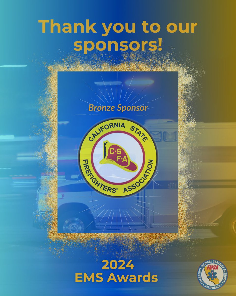 EMSA (@ca_emsa) on Twitter photo We’re grateful to <a href="/csfafire/">California State Firefighters' Association</a> for sponsoring the 2024 EMS Awards! From volunteers to fire chiefs, the California State Firefighters’ Association connects thousands of firefighters statewide to build a community for California’s emergency responders! #EMSAwards #ThankYouEMS We’re grateful to <a href="/csfafire/">California State Firefighters' Association</a> for sponsoring the 2024 EMS Awards! From volunteers to fire chiefs, the California State Firefighters’ Association connects thousands of firefighters statewide to build a community for California’s emergency responders! #EMSAwards #ThankYouEMS