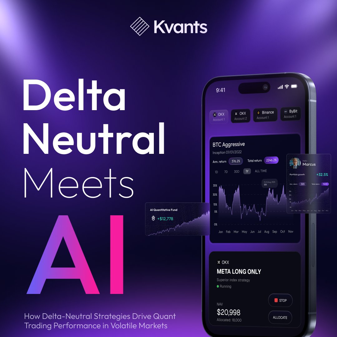 Most traders chase the trend but delta-neutral strategies bet on inefficiencies. 📈

It aims to profit regardless of market direction by balancing positions. 🚀

<a href="/KvantsAI/">Kvants</a> we take this one step further. By layering in A1 to make these decisions.

Learn more below⏬