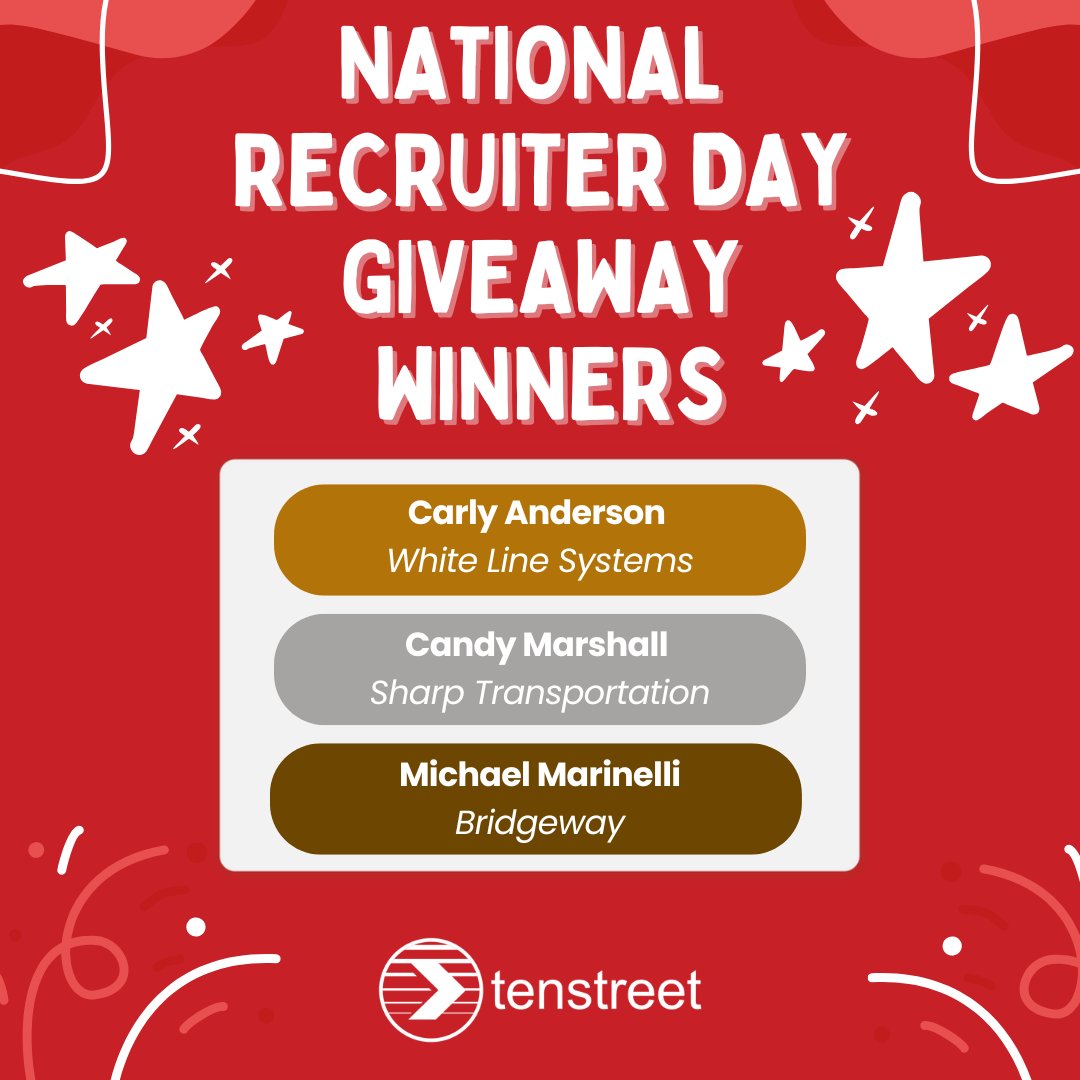🎉 Congratulations to the winners of our National Recruiter Day Giveaway! 🎉

Recruiters are the engine behind driver hiring, and we’re excited to recognize three standouts from our community!