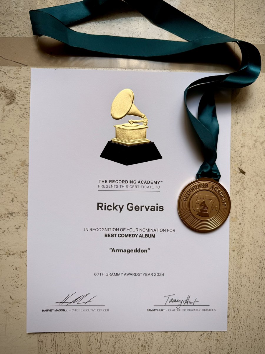 My Grammy Medallion for Armageddon just arrived. I’ll be wearing that down the disco tonight.