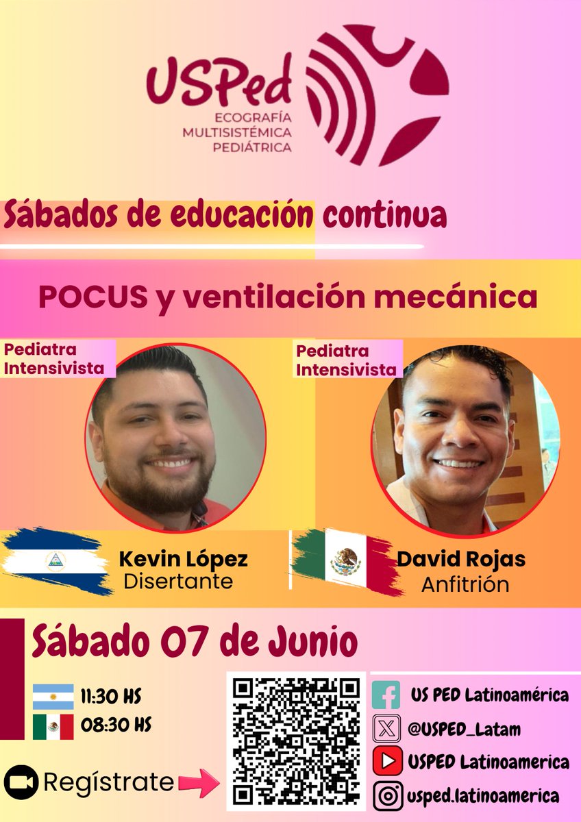 USPed (@usped_latam) on Twitter photo Sábados de POCUS presenta:
"POCUS y Ventilación Mecánica"🫁🔊
Uno de los soportes más utilizado en el paciente crítico con la evaluación en perspectiva POCUS.
Ponente: Dr. Kevin López PedsICU 🇳🇮
Anfitrión: <a href="/MedCritPed/">Medicina Crítica Pediátrica</a> MedEd 🇲🇽
USPed, la Comunidad de POCUS Pediátrico👶🏻👦🏻👧 Sábados de POCUS presenta:
"POCUS y Ventilación Mecánica"🫁🔊
Uno de los soportes más utilizado en el paciente crítico con la evaluación en perspectiva POCUS.
Ponente: Dr. Kevin López PedsICU 🇳🇮
Anfitrión: <a href="/MedCritPed/">Medicina Crítica Pediátrica</a> MedEd 🇲🇽
USPed, la Comunidad de POCUS Pediátrico👶🏻👦🏻👧