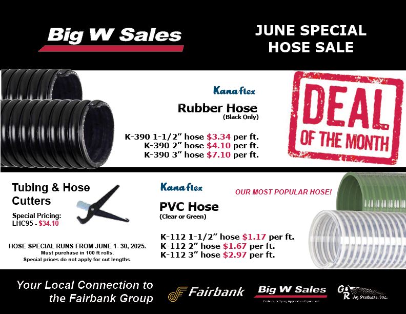 BigWSales's tweet photo. HOSE SPECIAL RUNS FROM JUNE 1- 30, 2025.
Must purchase in 100 ft rolls. 
Special prices do not apply for cut lengths. https://t.co/Vsk7gaOyHJ