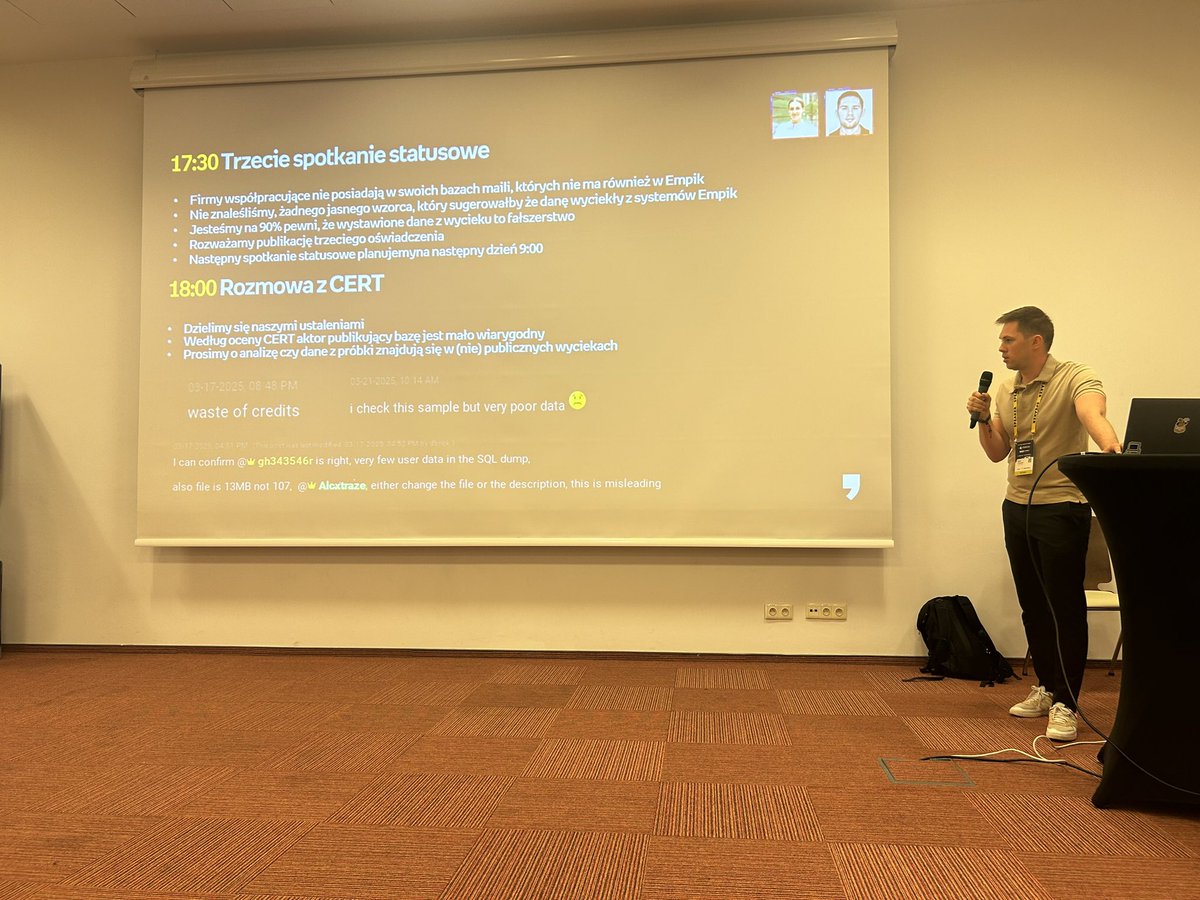 Wojciech Lesicki (@wlesicki) on Twitter photo <a href="/wikszymans/">Wiktor Szymanski</a> presentation on the (non-)attack on Empik was great! I had the pleasure of listening to the version for the exec track, and a Track 1 version is coming soon.
If you’re into real-world incident experiences, I highly recommend checking it out.
<a href="/CONFidenceConf/">confidenceconf</a> <a href="/wikszymans/">Wiktor Szymanski</a> presentation on the (non-)attack on Empik was great! I had the pleasure of listening to the version for the exec track, and a Track 1 version is coming soon.
If you’re into real-world incident experiences, I highly recommend checking it out.
<a href="/CONFidenceConf/">confidenceconf</a>
