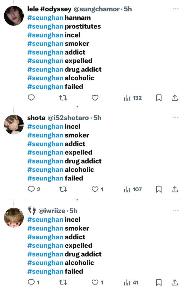⚠️ MASS REPORT &amp; BLOCK ⚠️

Constantly defaming and harassing 🫧

🔗 x.com/sungchamor?s=21
🔗 x.com/is2shotaro?s=21
🔗 x.com/iwriize?s=21

•abuse &amp; harassment > targeted harassment or insults
•abuse &amp; harassment > inciting harassment
•EU report > defamation/insult