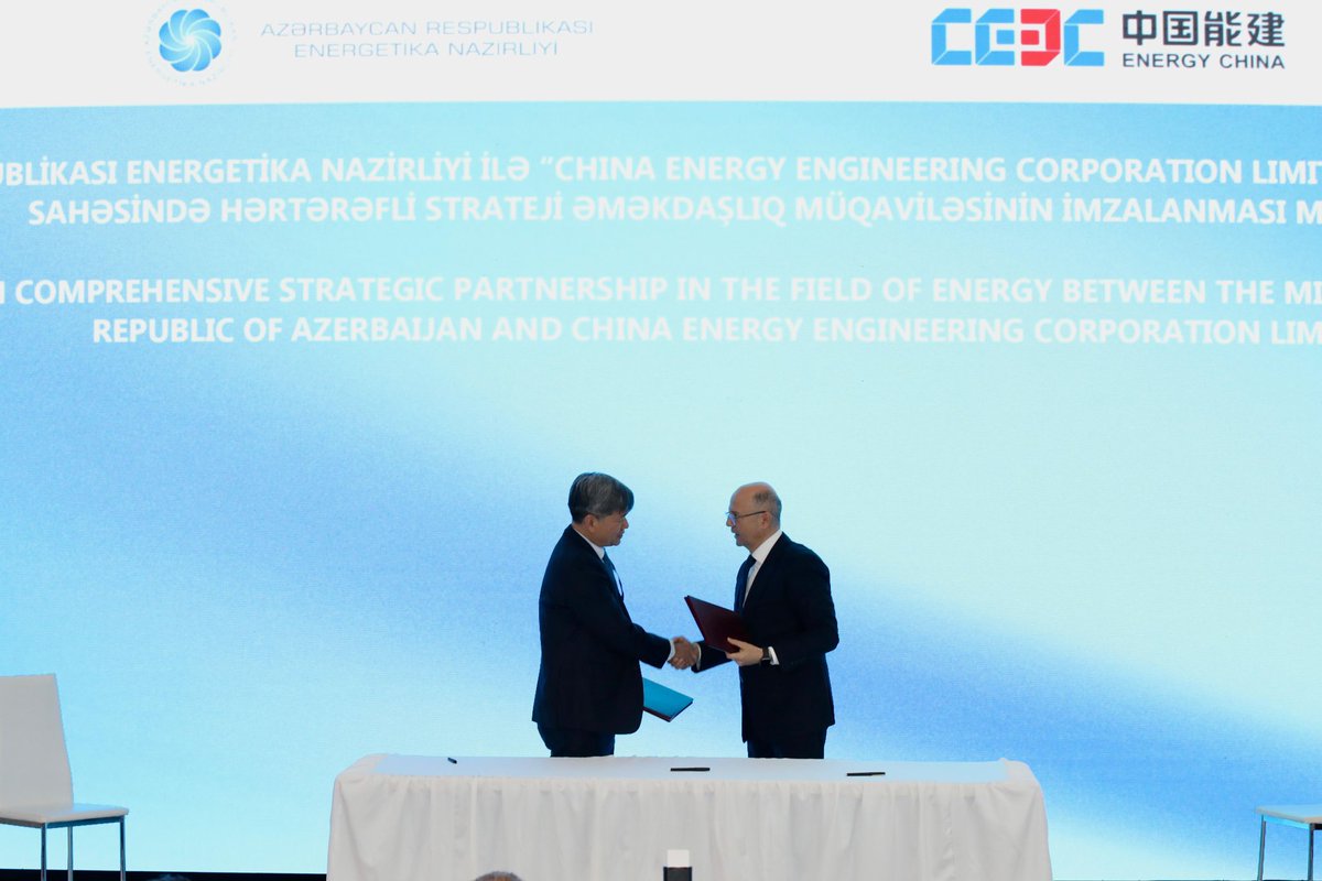 Within the Baku Energy Week, we signed a comprehensive strategic cooperation agreement in the field of energy with China Energy Engineering Corporation Limited in the context of the development of comprehensive strategic partnership relations between Azerbaijan and China.This