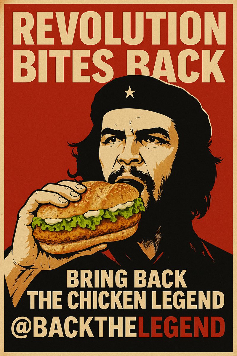 BackTheLegend's tweet photo. Viva la Legend.
If Che was still about he would have loved the chicken legend, takes me for a spicy mayo kinda guy.
#BACKTHELEGEND https://t.co/bGt6BhCofM