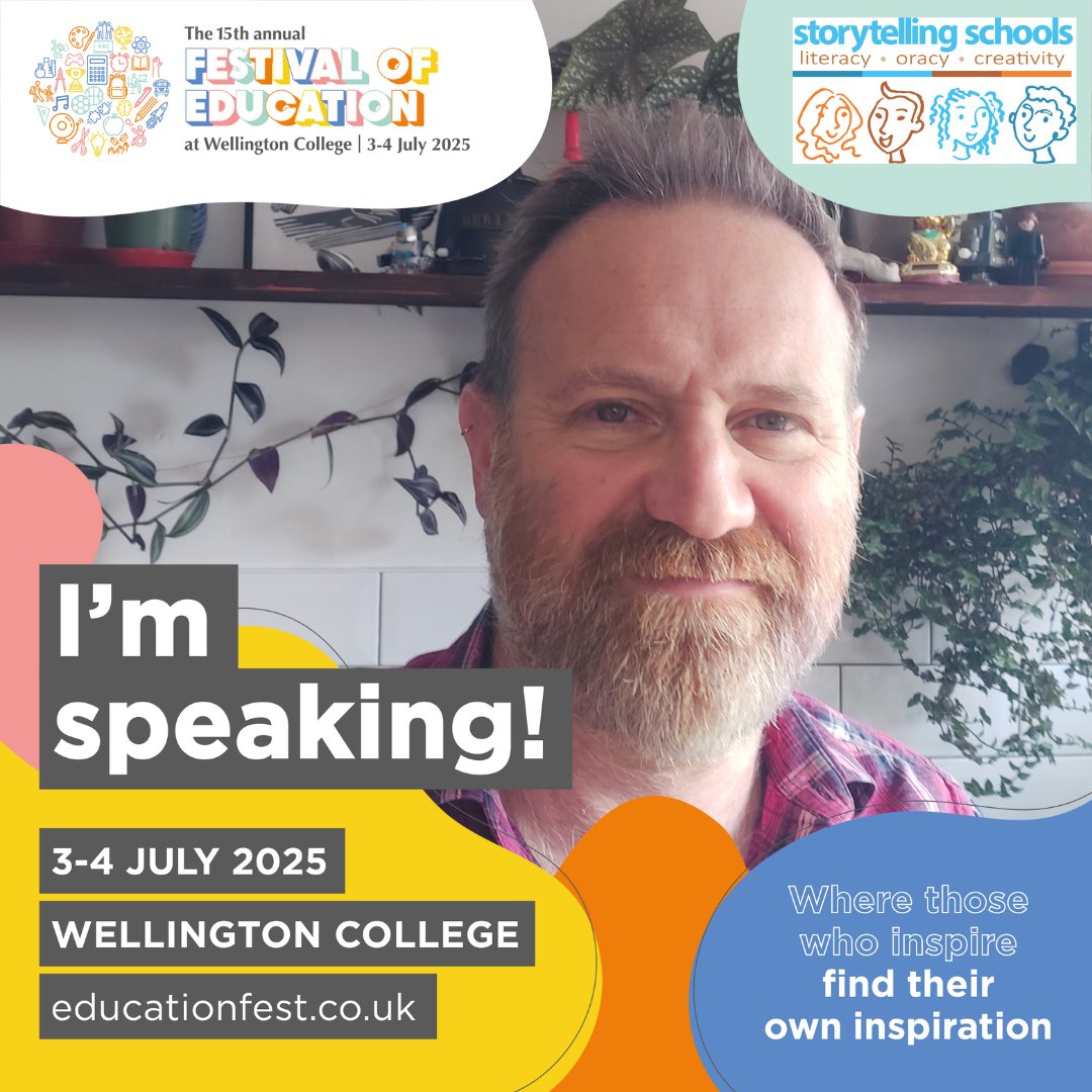 Ed Finch (@mrefinch) on Twitter photo I'm excited to be presenting at the <a href="/EducationFest/">Festival of Education 🇬🇧</a> at Wellington College next month. It's going to be a brilliant event with an inspiring programme.
I'll be talking about the power of storytelling to inspire great learning.
Come along and join me.
<a href="/SchoolsWeek/">Schools Week</a> I'm excited to be presenting at the <a href="/EducationFest/">Festival of Education 🇬🇧</a> at Wellington College next month. It's going to be a brilliant event with an inspiring programme.
I'll be talking about the power of storytelling to inspire great learning.
Come along and join me.
<a href="/SchoolsWeek/">Schools Week</a>