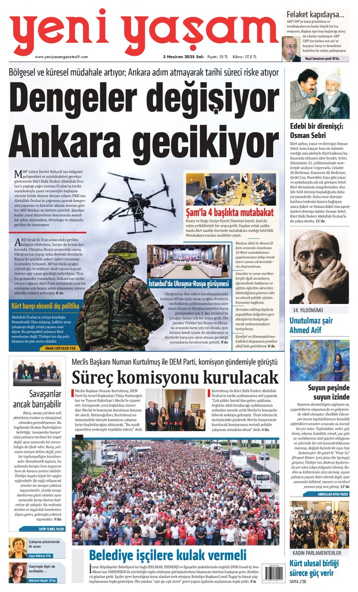 'Dengeler değişiyor Ankara gecikiyor' manşetiyle yarın yayındayız