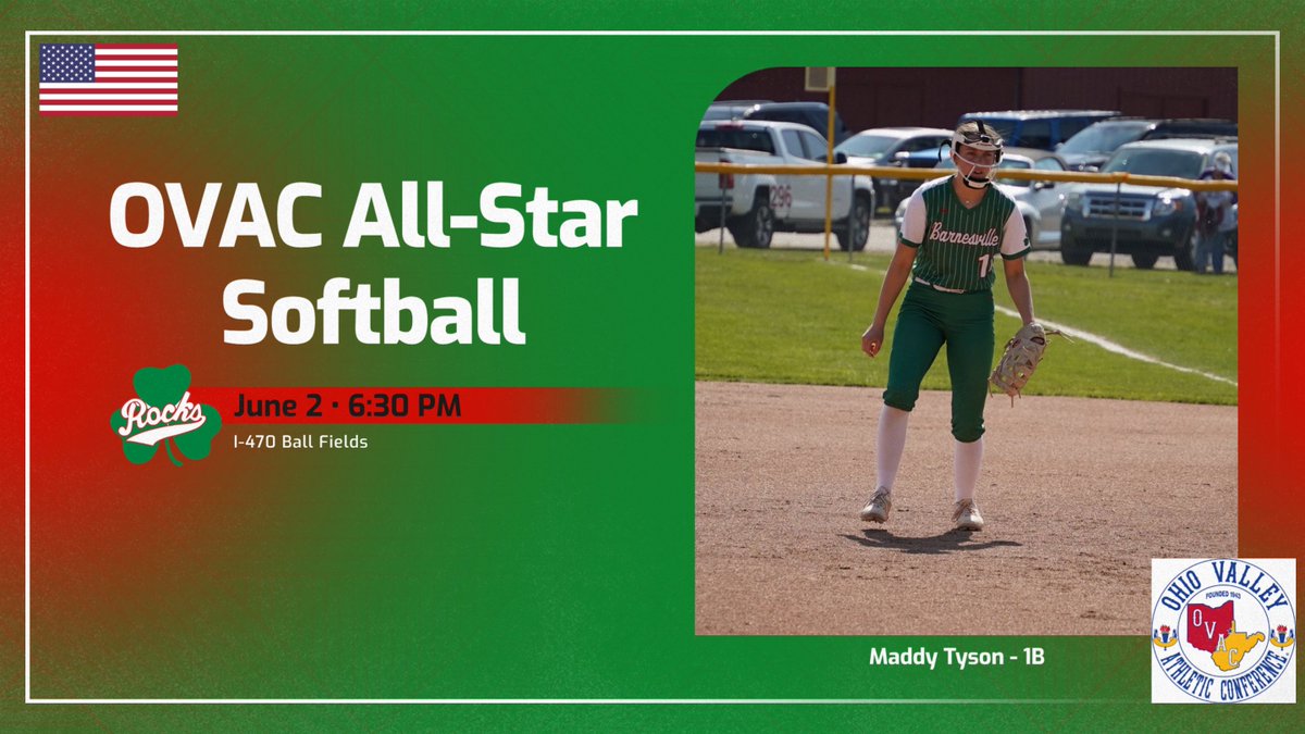 Good luck to Maddy Tyson who will be participating in tonight's OVAC All-Star Softball game at I-470 Ball Fields in Wheeling.  #GoRocks