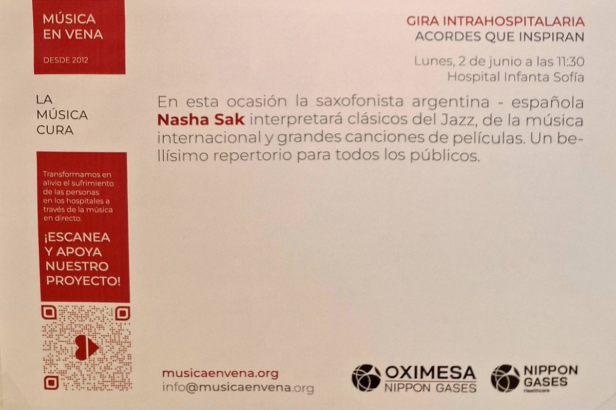 Ha sido un placer contar con <a href="/NashaSak/">Nasha Sak</a> esta mañana en nuestra unidad de hemodialisis. 

¡Que delicia la música del saxofón!

#nefrologiahuis #músicaenvena #lamúsicacura