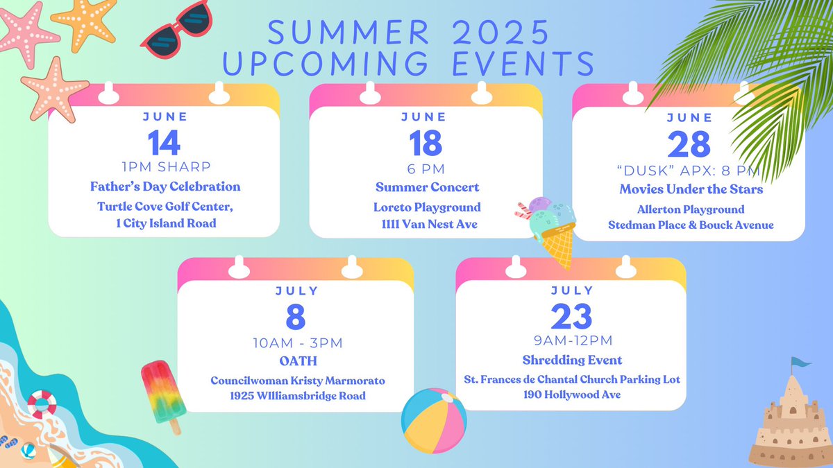 KristyMarmorato's tweet image. June is here and so is our summer events calendar! โ๏ธ ๐ต โณ๏ธ
Save the dates for our upcoming events! More specific event details will be posted on our social media as the dates get closer