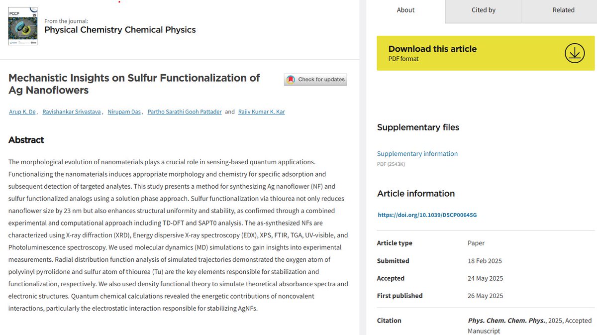 JBMSHST IITG (@jbmshst_iitg) on Twitter photo Congratulations, Dr. Arup Kumar De, working as an IPDF at JBMSHST, IIT Guwahati, for the recent publication in the prestigious PCCP journal. Link: doi.org/10.1039/D5CP00…
<a href="/MehtaFF/">Mehta Family Foundation</a> <a href="/NaveenForChange/">Naveen Jha</a> <a href="/IITGuwahati/">IIT Guwahati</a> <a href="/DirectorIITG/">Director, IIT Guwahati</a> <a href="/CfN_IITG/">Centre for Nanotechnology, IIT Guwahati</a> Congratulations, Dr. Arup Kumar De, working as an IPDF at JBMSHST, IIT Guwahati, for the recent publication in the prestigious PCCP journal. Link: doi.org/10.1039/D5CP00…
<a href="/MehtaFF/">Mehta Family Foundation</a> <a href="/NaveenForChange/">Naveen Jha</a> <a href="/IITGuwahati/">IIT Guwahati</a> <a href="/DirectorIITG/">Director, IIT Guwahati</a> <a href="/CfN_IITG/">Centre for Nanotechnology, IIT Guwahati</a>