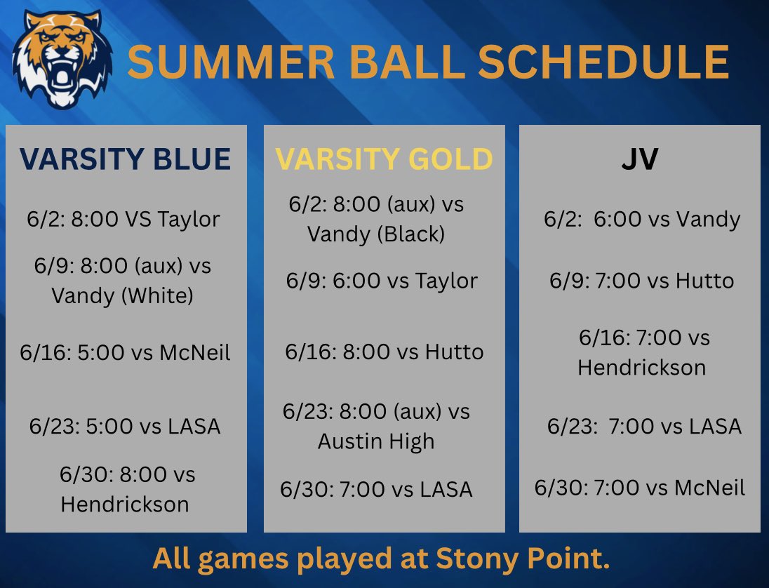 Kicking off Summer Ball Tonight! Looking forward to seeing the returners and welcoming the new Tigers into the Den.