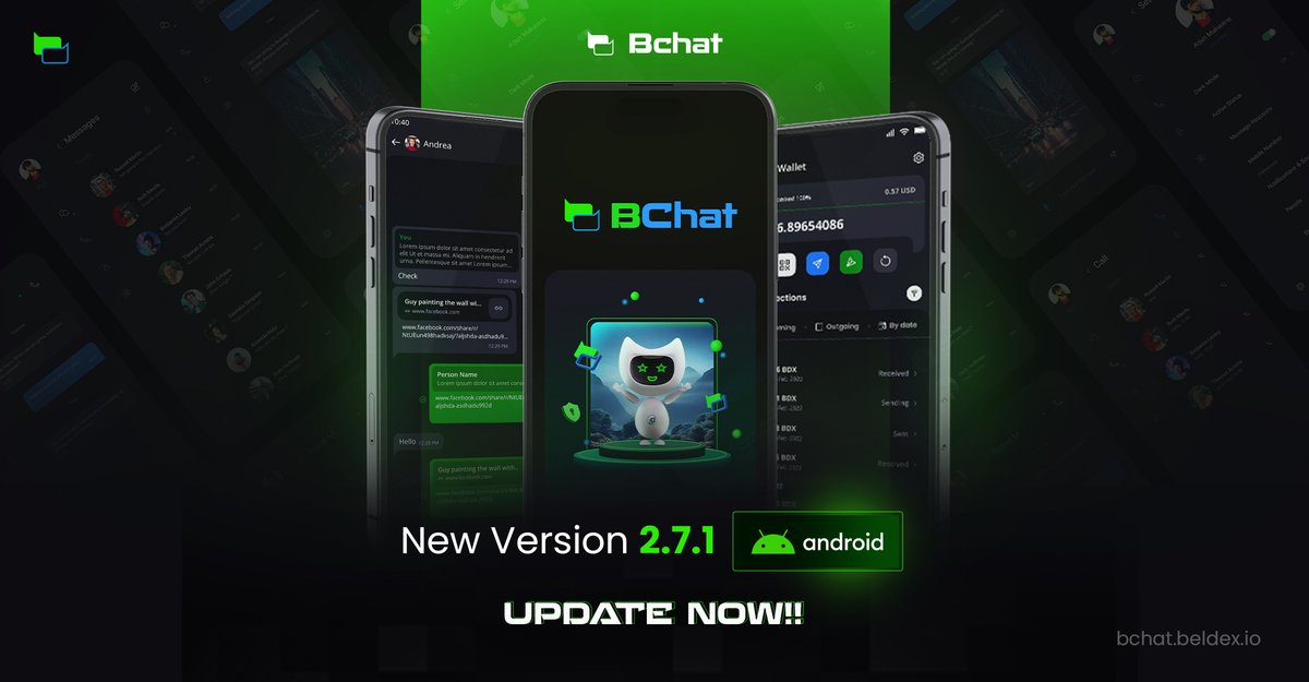 Update now on Android #BChat version 2.7.1 &amp; experience the future of decentralized messaging.

Apk - github.com/Beldex-Coin/bc…

Playstore -  play.google.com/store/apps/det…