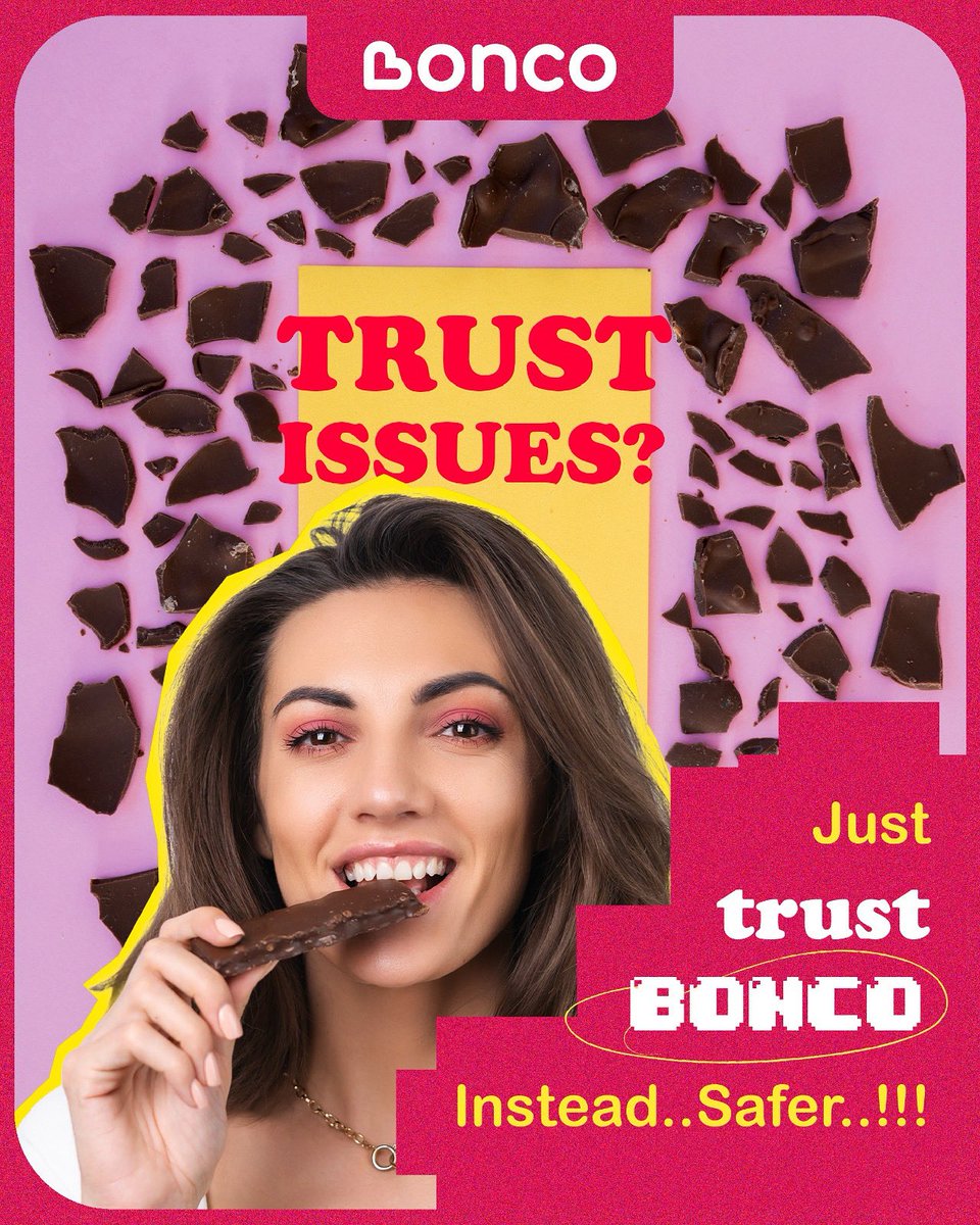 BoncoChocolates's tweet photo. “Tired of trust issues?
We get it — people may disappoint, but chocolate?”
Premium snacking options for the happy, healthy snacker in you!✨ 
Order now from our website: https://t.co/GsudZV2B7Q
Also available at Nature’s Basket!
#TrustBonco #BoncoBarks #NoMoreTrustIssues https://t.co/7Z5Mdj7fSC