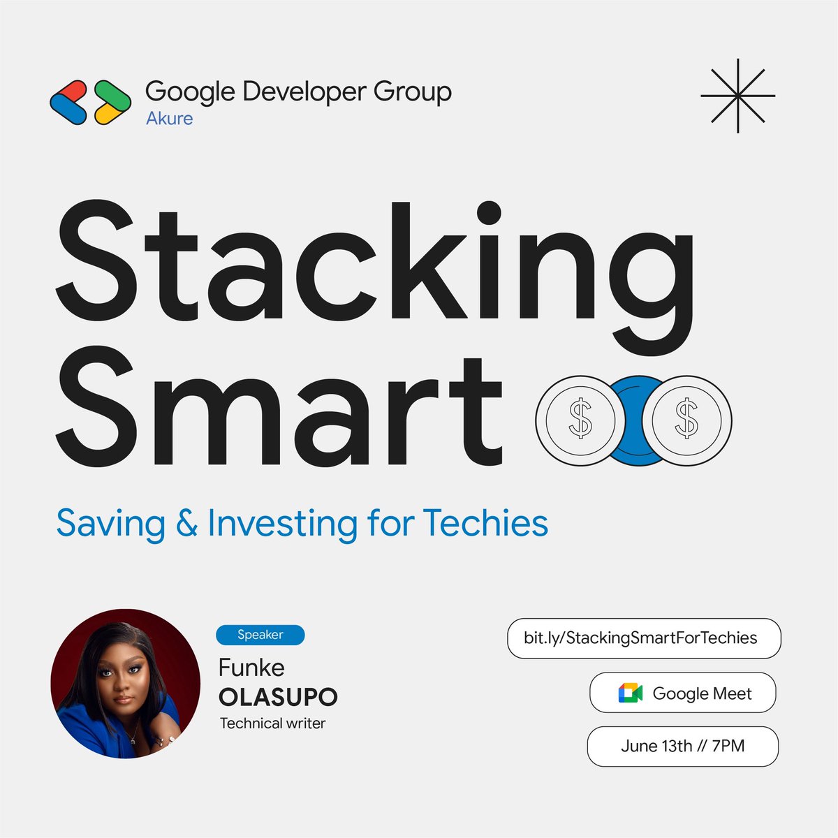 gdg_akure's tweet image. This month, we’re kicking off our monthly series at GDG Akure, a space to talk about the things that matter beyond code

First up, we’ll be discussing “Stacking Smart” because managing your finances is just as key as building the next big thing

RSVP here- bit.ly/StackingSmartF…