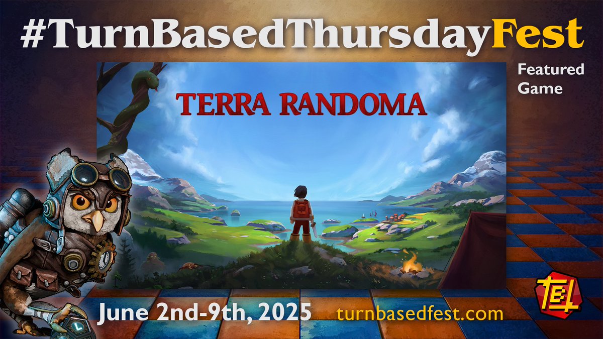 Can't wait for #TurnBasedThursdayFest??? Well, you need to wait no more as it is here already!!!

Terra Randoma will of course be there too, celebrating everyone who makes and plays turn-based games 🥳

Let's gooooo 🦉