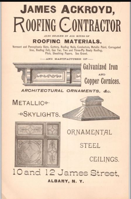 ReportRoof's tweet photo. This Week in Roofing History 🏛️
In 1889, James Ackroyd of Albany, NY, offered everything from slate and tar roofing to copper cornices, skylights, and steel ceilings. Roofing wasn’t just protection—it was architecture.
#RoofingHistory #HistoricRoofing #ThisWeekInRoofingHistory https://t.co/lGAOzSzfCc