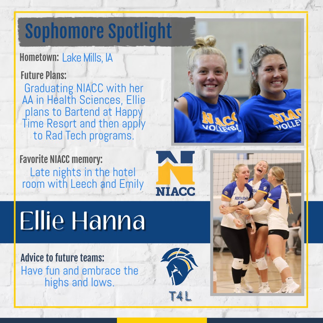Our final Sophomore Spotlight is Middle Blocker Ellie Hanna.

Keep spreading your Sunshine &amp; best of luck on your next journey! #T4L