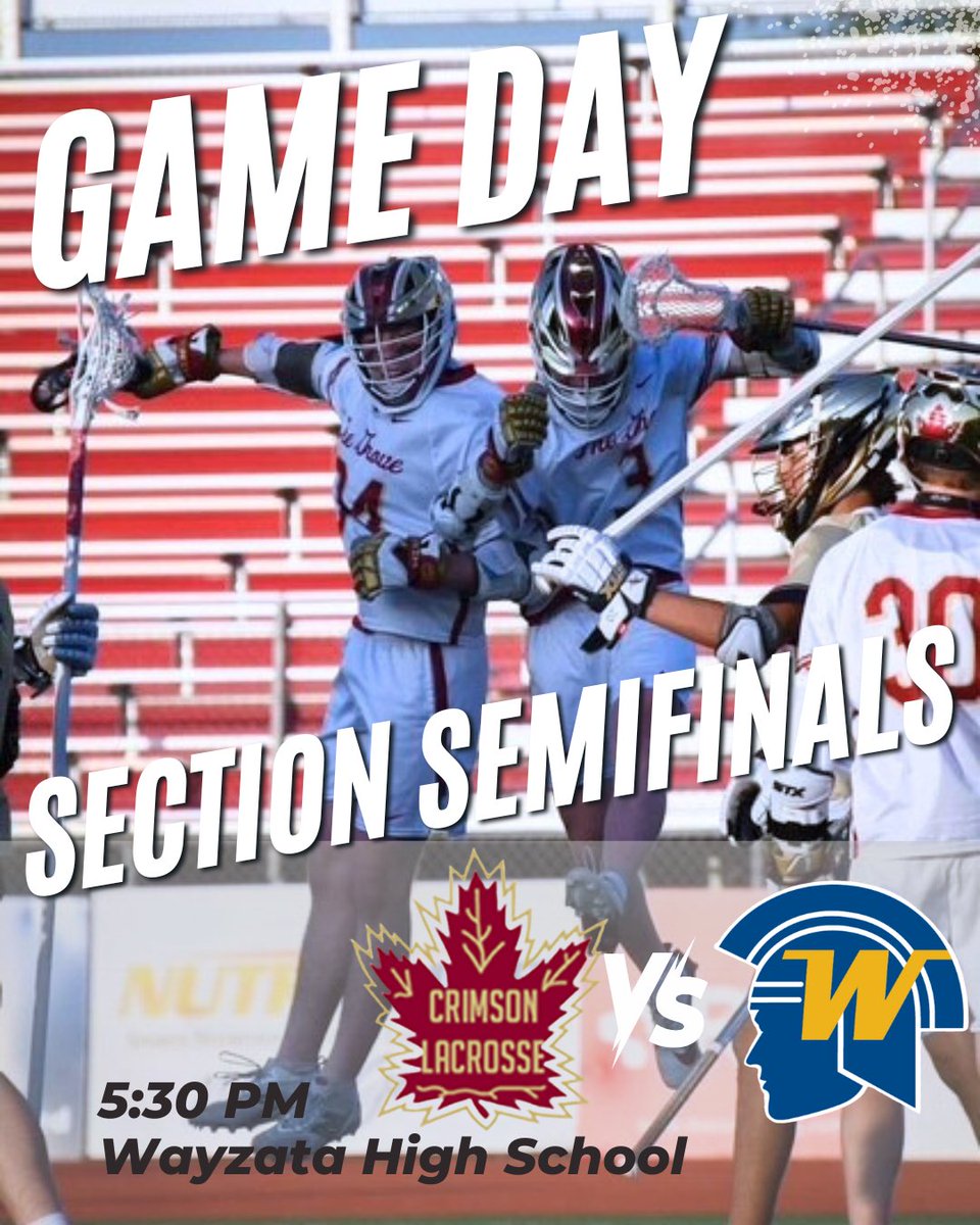GAME DAY! 🍁 

The Crimson travel to Wayzata to face the Trojans in Section Semifinals today at 5:30!!