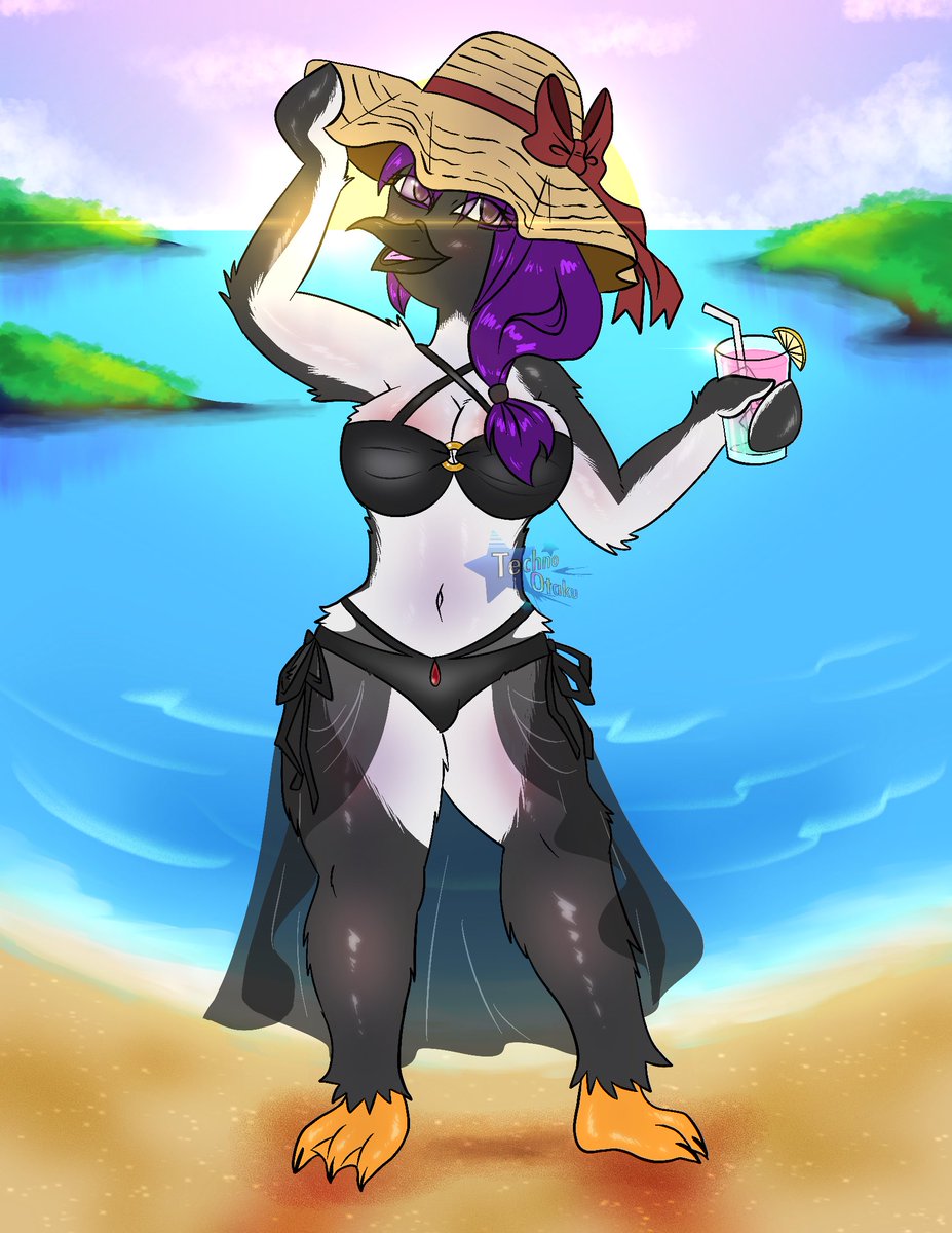 Two flat color commissions of a mother and daughter (do not mind the species diff) enjoying their beach days~🏖️

#furry #beach