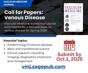 Attn vascular researchers - #VMJ is seeking studies of venous diseases including epidemiology, basic and translational research, clinical trials, imaging, diagnostics, treatment, and management. Deadline to submit an article is 10/1.
journals.sagepub.com/pb-assets/PDF/… 
#Callforpapers