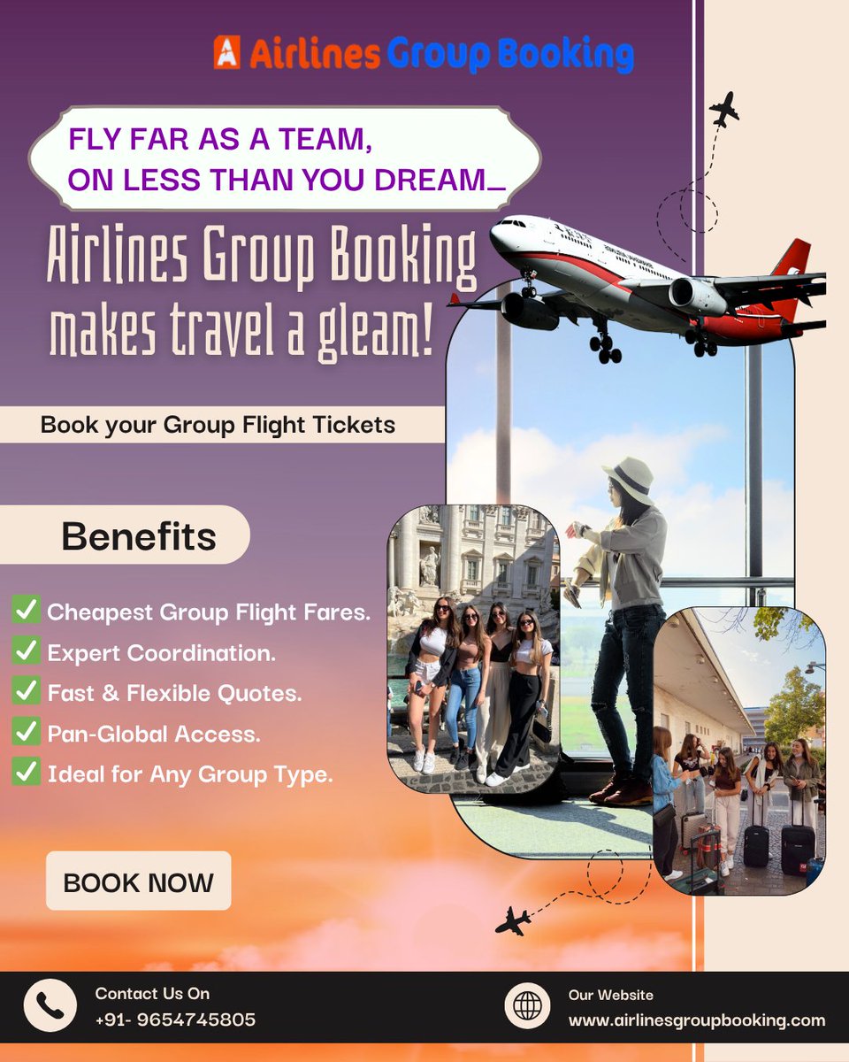 AirGroupBooking's tweet photo. 👨‍👩‍👧‍👦 Together We Go, Cheaper You Know
Group travel just got smarter. Book bulk tickets at the lowest rates with zero hassle—only on AirlinesGroupBooking. https://t.co/9PyhQtu8mZ