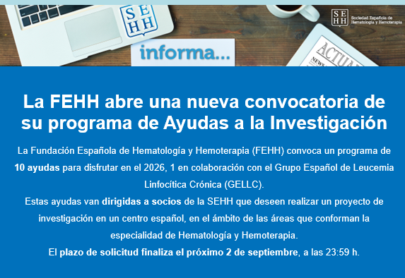 sehh_es's tweet photo. #socioSEHH | Nueva convocatoria #FEHH del programa de ayudas a la investigación⏳ Plazo de solicitud hasta el próximo 2 de septiembre.
👉Consulta los requisitos y solicita tu ayuda aquí https://t.co/DvzaBenfi5
#HematoEnRed #SEHHematologia @gellc https://t.co/ZWjA227UzO