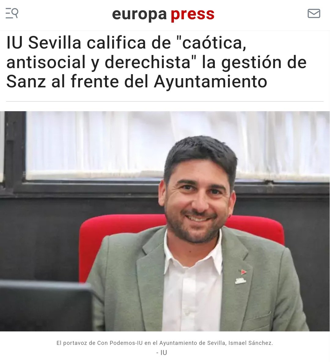🗣La gestión de Sanz al frente del Ayuntamiento es caótica, antisocial y derechista.

Denunciamos la improvisación permanente, el abandono de los barrios populares y la asunción de discursos de la extrema derecha.

europapress.es/andalucia/sevi…