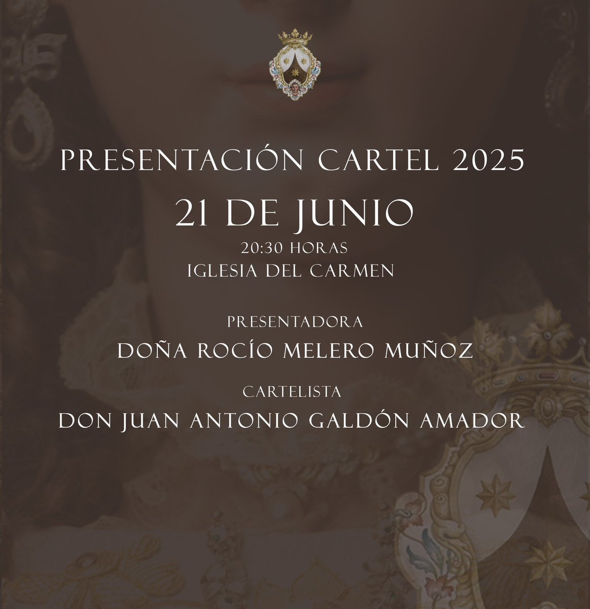 🟤PRESENTACIÓN CARTEL 2025

🗓️21 de junio.
🕙20:30 h.
⛪️ Iglesia del Carmen.

#CarmenaDeAntequera