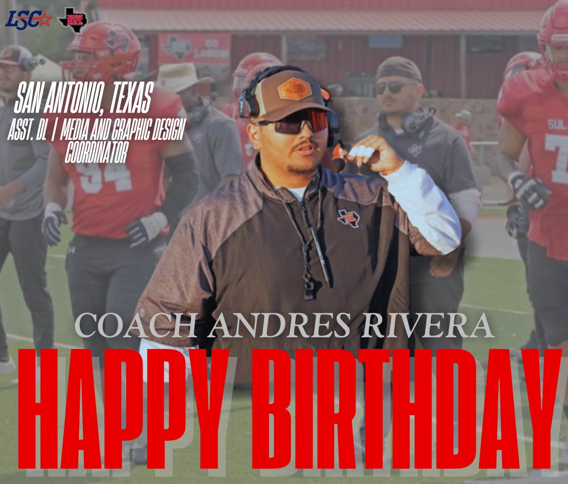 Sul Ross State University Football (@srsufootball) on Twitter photo Help us in wishing our very own Coach Andy Rivera a Happy Birthday! Give our Asst. DL Coach/Media & Graphic Design Coordinator a follow! 🎂🎈 <a href="/AndyRivera72/">Coach Rivera</a>
#PACKMENTALITY #VamosBos Help us in wishing our very own Coach Andy Rivera a Happy Birthday! Give our Asst. DL Coach/Media & Graphic Design Coordinator a follow! 🎂🎈 <a href="/AndyRivera72/">Coach Rivera</a>
#PACKMENTALITY #VamosBos
