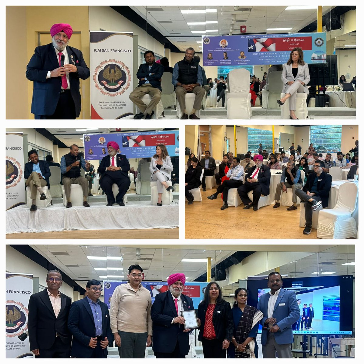 theicai's tweet photo. CA. Charanjot Singh Nanda, President-ICAI with Chapter representatives & other dignitaries graced the Members Meet organized by ICAI San Francisco Chapter sharing valuable insights & inspiring the global CA community. A memorable evening of learning and connection!
#GlobalCA https://t.co/kFBDRPbCyf