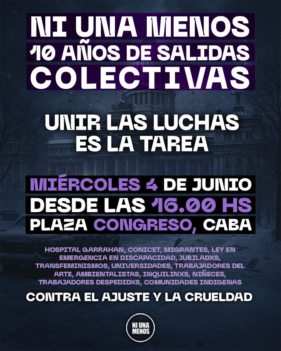 ColectivoNUM's tweet image. ¡UNIR LAS LUCHAS ES LA TAREA!
#10Años
#4J
#NiUnaMenos