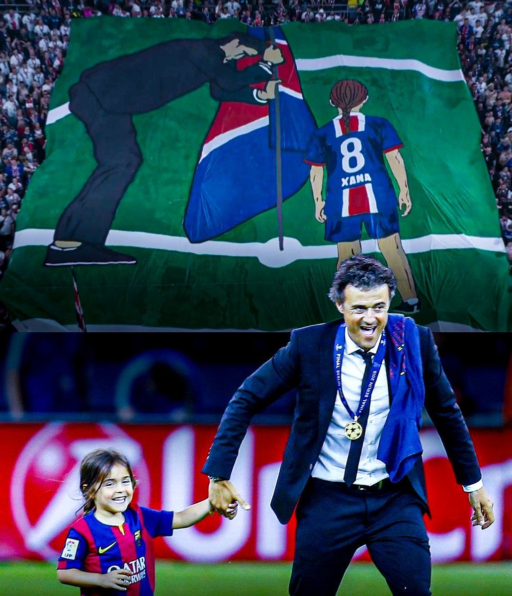 A torcida do PSG homenageou Xana, filha de Luis Enrique, que faleceu em 2019, com uma bandeira emocionante. Mais do que títulos, o futebol  também é feito de amor, memória e humanidade. Que cena. #NuncaÉSóUmJogo 💙
