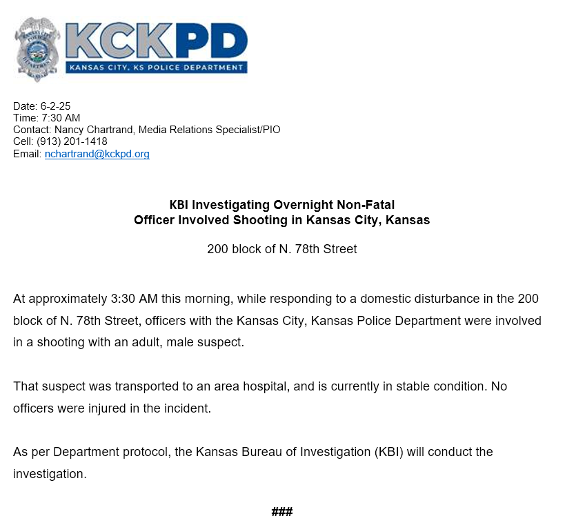 Kansas City, Kansas Police Department tweet media